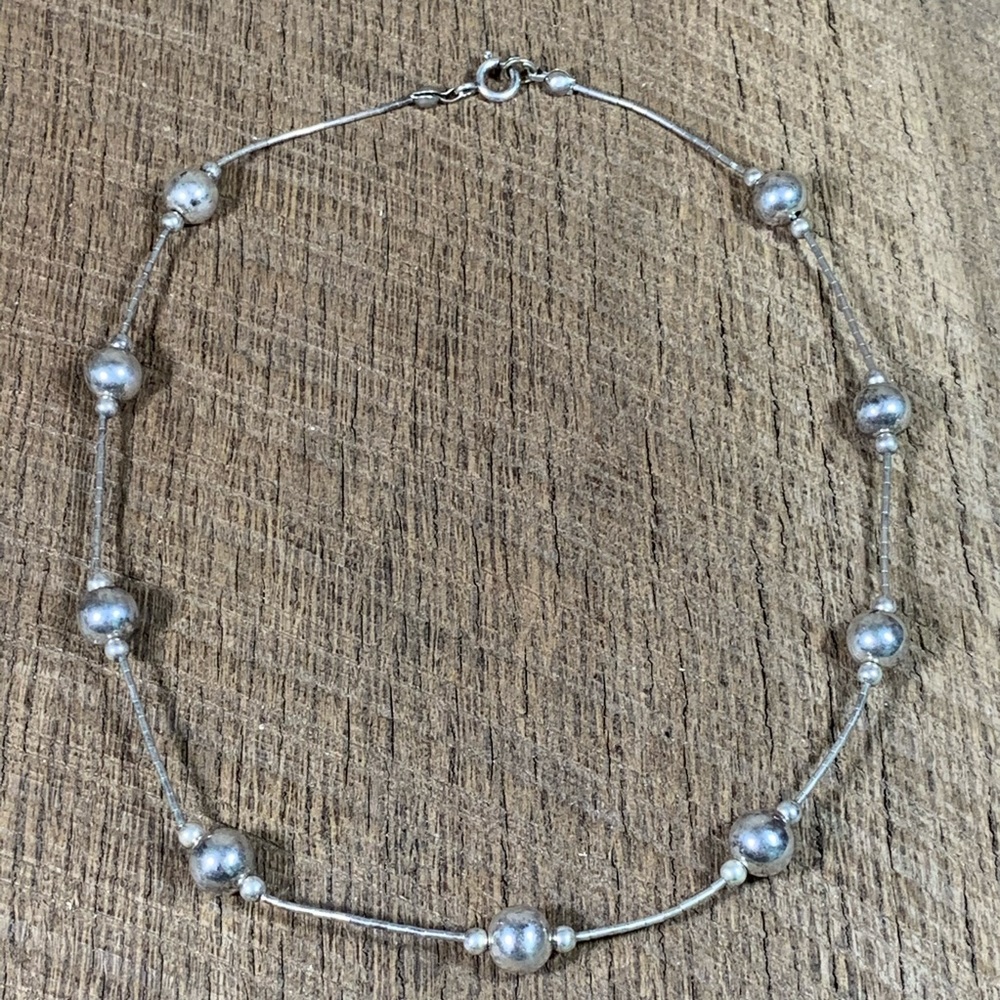 Vintage 925 Sterling Silver Ball Necklace